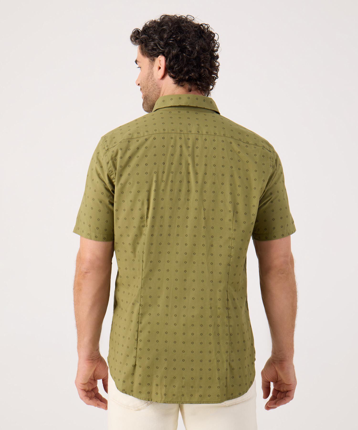 Camisa Manga Corta En Miniprints Con Bolsillo